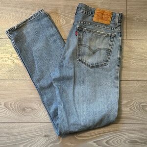 Levi's 516 Light Wash Slim Straight Distressed Jeans